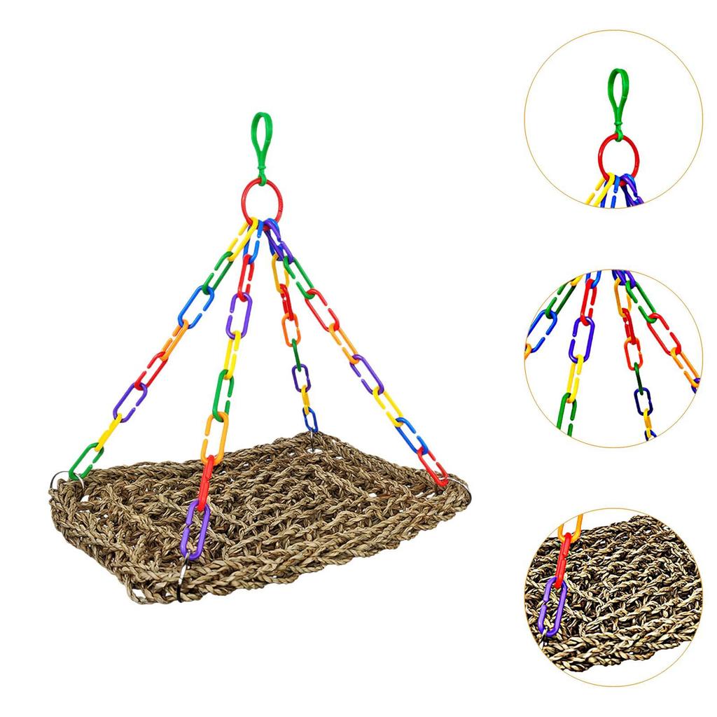 Hammock Parrot Swing Straw Rope Bird Perch Cage Hanging Toy for Parrot Lounger Chewable Accessories