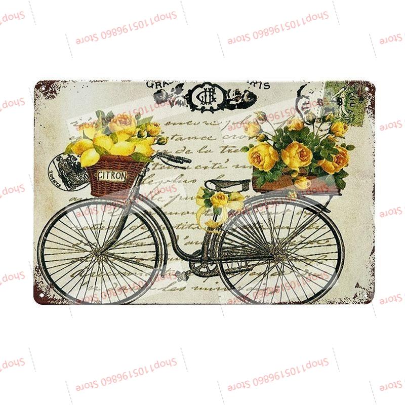 

Pastoral Vintage Tin Painting Balcony Garden Wall Decoration Small Hanging Painting Pastoral xcm 20x30cm（7.8x11.8inch）