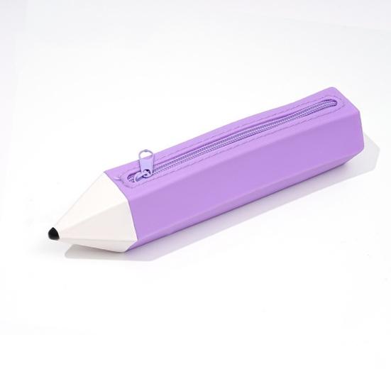 Pencil Case Large Capacity Pencil-Shaped Silicone Pencil Case for Students Zippered Stationery Storage Bag Multifunctional Travel Cosmetic Bag for