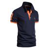 Herren Mesh-Poloshirt mit Umlegekragen und zinnoberfarben gesticktem Reh, Kurzarm, Weiß