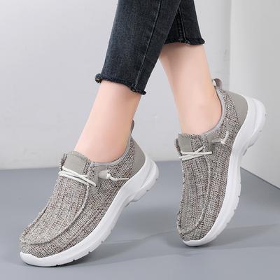 Neue Damen Canvas Schuhe Ausgehöhlt Mode Mesh Dicke Sohle Sneaker Überziehen Slipper Atmungsaktive Freizeit Laufschuhe
