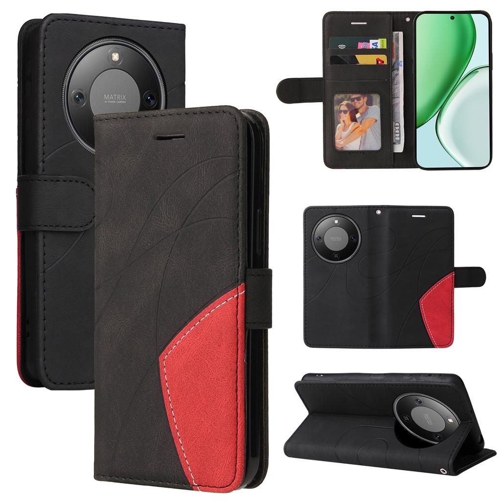 For Honor Magic8 Lite 5G/X9d 5G/X70 5G Leather Phone Case Stand Wallet with Bi-colour Splicing Design