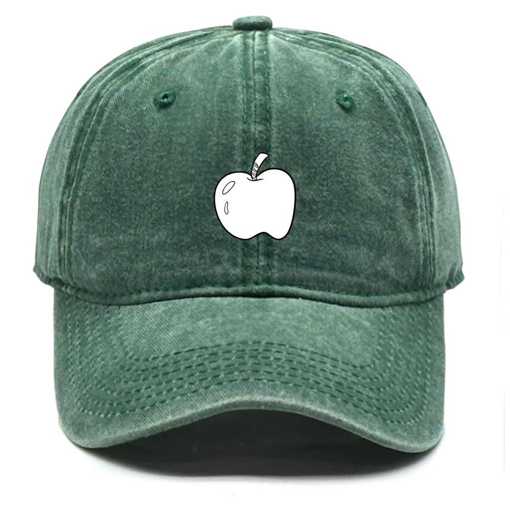 Weiße Apfel-Print Snapback Baseballkappe, Frucht-Netz-Kappe Verstellbarer Riemen Kopfbedeckung Used-Look Retro Verstellbare Baseballkappe