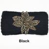 Crystal Beaded Flower Knit Headband For Women Winter Wool Ear Warmer Hairband Turban Headwrap Hair Accessories Bandeau
