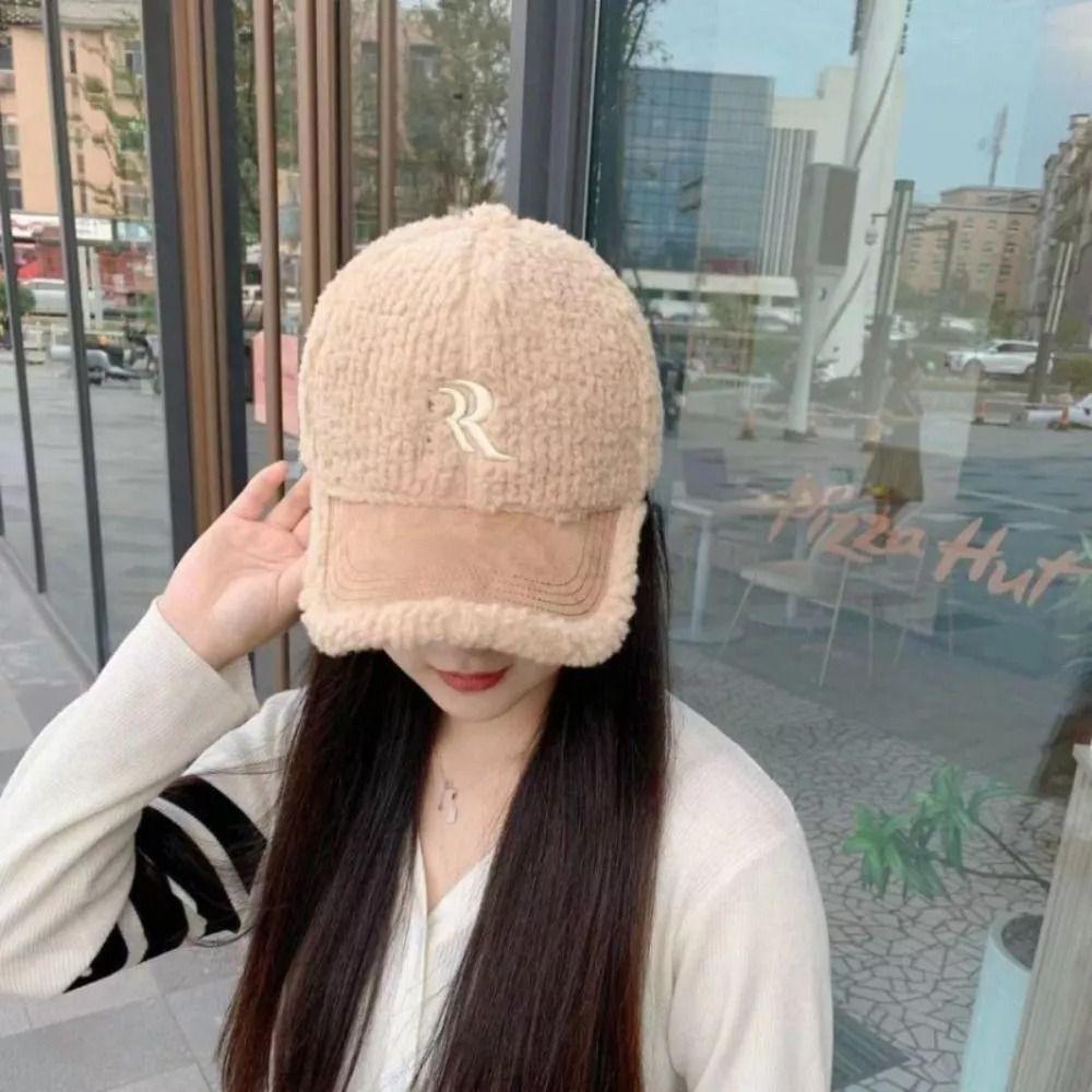 Letters Women's Hats Double R Snapback Caps Fashion Plush Peaked Cap  Winter