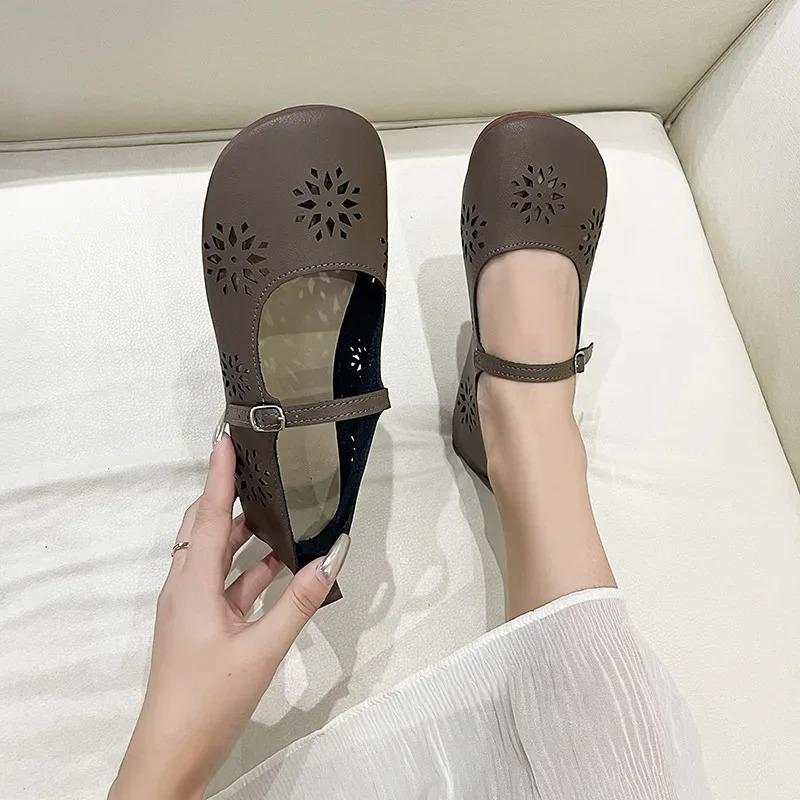 Ladies Leather Shoes Fashion Women's Flat Shoes Soft Walking Shoe Lightweight Non-slip Loafers Zapatos