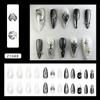 24pcs Crystal Heart White Flower False Nails Long Almond Press On Nails Manicure Nail Tips  Women