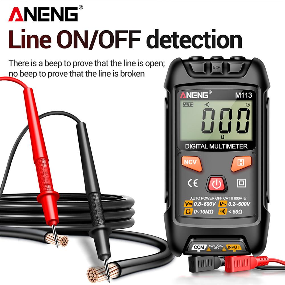 AC/DC Voltage Meter ANENG M113 Inteligent Multimeter Electricity Test Tool 1999 Count Digital Ohm NCV Measuring Mini Instruments
