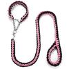 Pet Dog Lead Collar Half Choke Extra Thick Small Medium Large Dogs Stylish Cute Colorful Walking (Large Size, Pink)