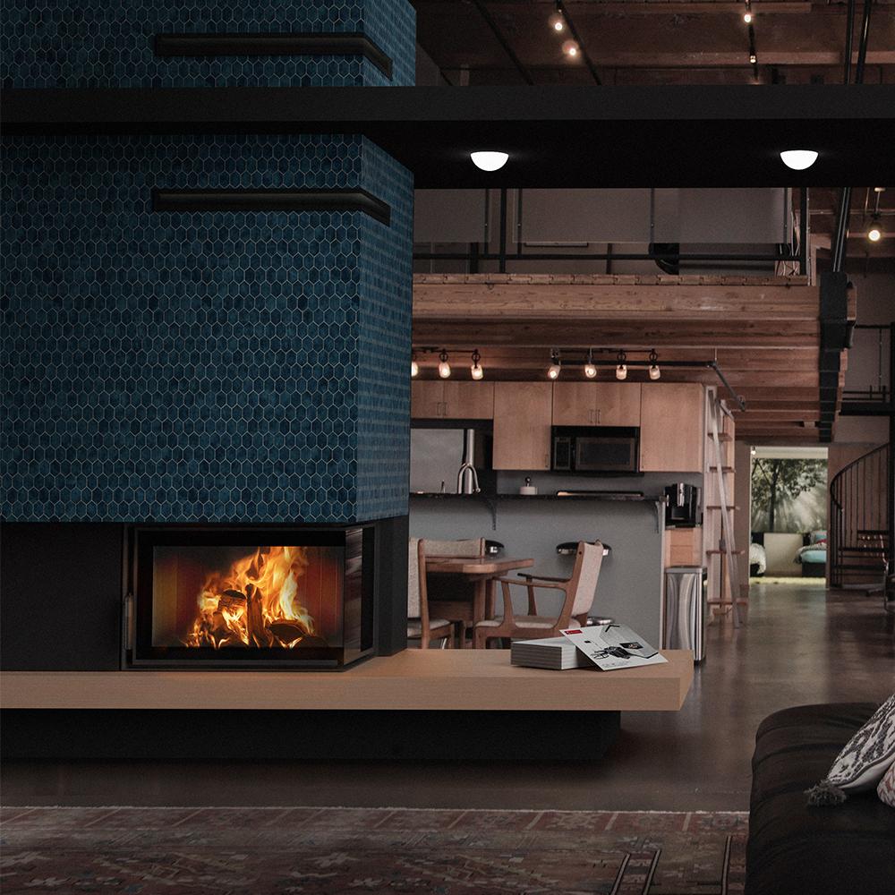 KRATKI MBM Right 10kW Corner Air Fireplace Insert with Heat Recovery SET