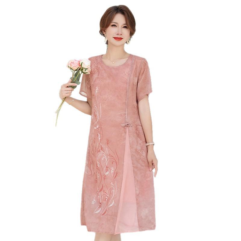 Mother's Day Summer Qipao Dress for Middle-Aged Women