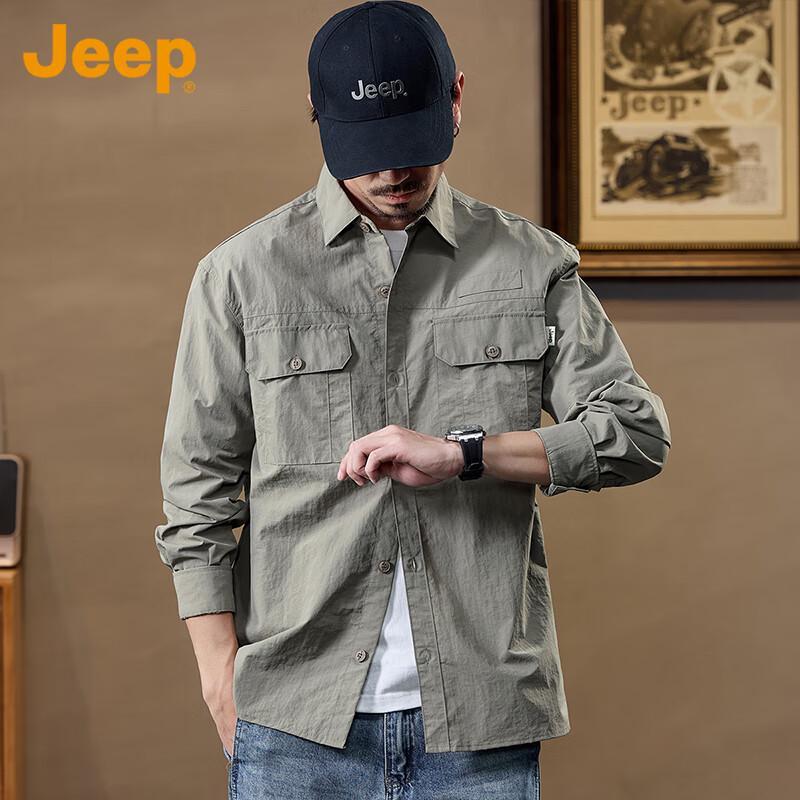 JEEP Men's Loose Fit Long Sleeve Casual Shirt