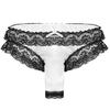 Mens Satin Panties Frilly Lace Trim Sissy Panties Sexy Open Elephant Nose Lingerie Crossdressers Underwear Maid Cosplay Briefs