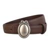 Slim Womens Leather Belt With Alloy Pin Buckle Minimalist Waist Cincher Casual Office Wear