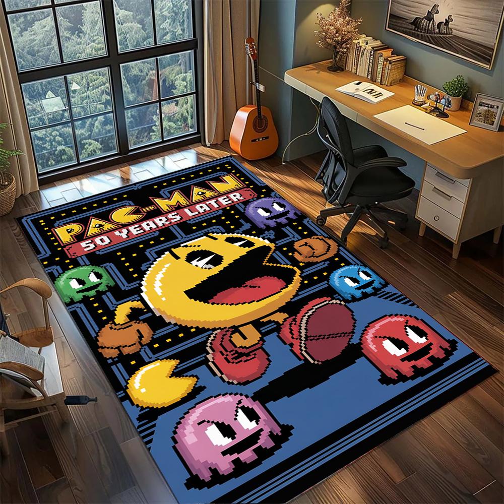 Classic Pac-Man Arcade Retro Pixel Game Rug Carpet Large Area Rug Non Slip Washable Floor Mat Gamer Room Bedroom Home Decor