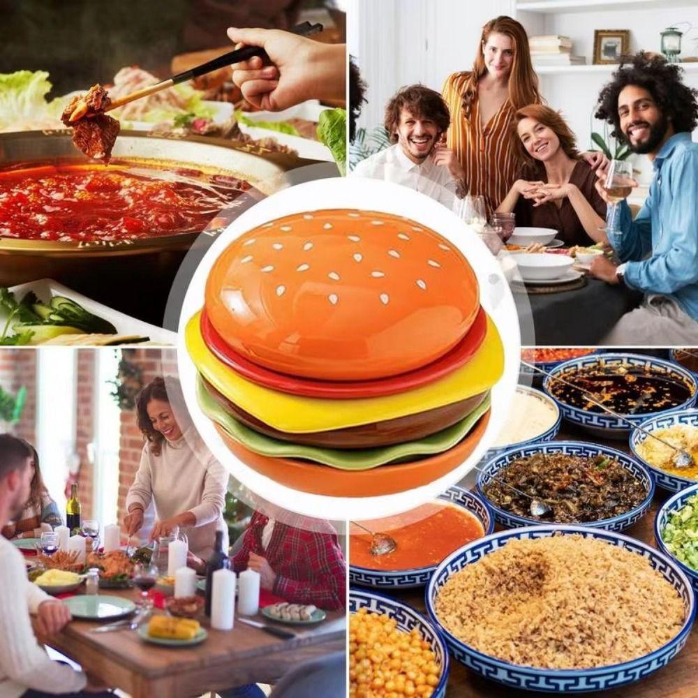 Stackable Cartoon Burger Seasoning Dish Set Space Saving 6 in 1 Sauce Bowl Set  Parties