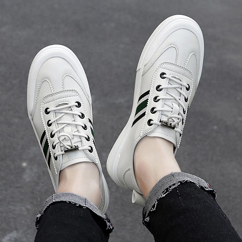 31067 Men's Shoes Board Shoes White Shoes Spring Low-top Leather Surface Flat-soled Bag Head Retro Casual Shoes Retro Sports Shoes