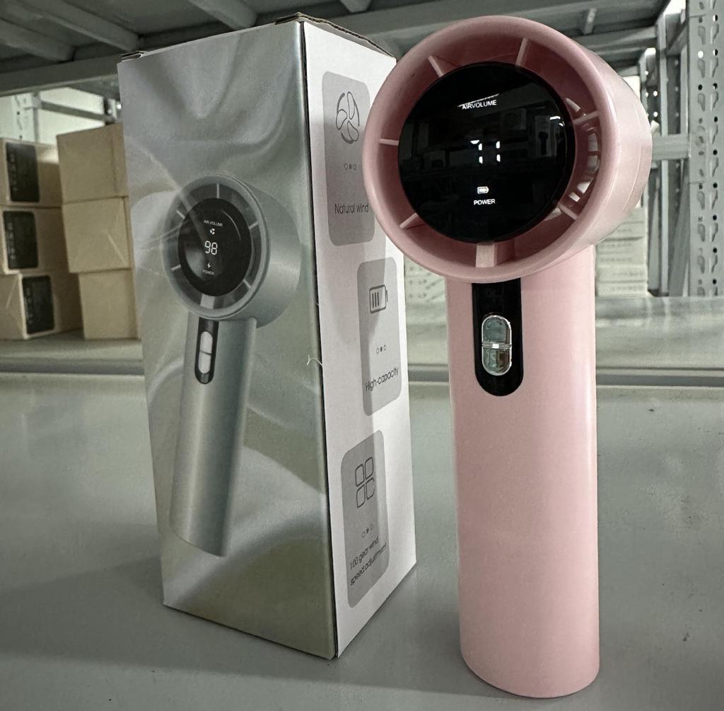 100-Speed USB Rechargeable High-Power Handheld Turbo Fan with Digital Display