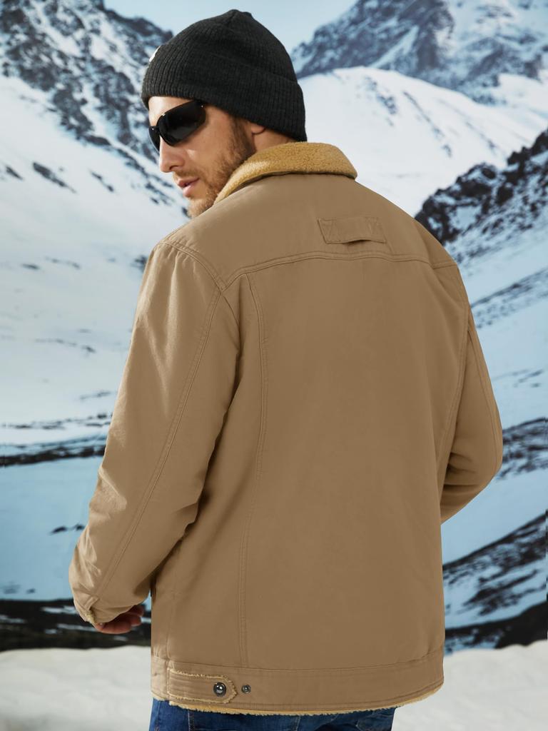 KEFITEVD Motorcycle Winter Pilot Jacket with Fleece Size L Men's Jacket, Windproof, Dokajan, Workwear, Lining, Khaki,