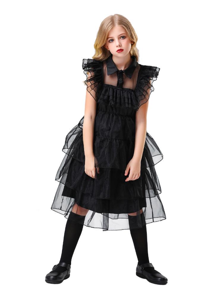 Wednesday Addams Family 2025 Black Princess Dress Halloween Cosplay Costume
