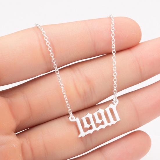 1980-2019 Doğum Yılı Numarası Charm Kolye Paslanmaz Çelik Zincir Kolye Takı
