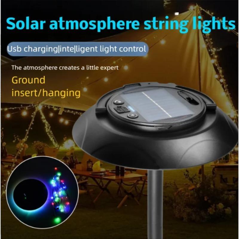 Solar Lights for Camping LED Camping String Lights Solar Powered Lantern Waterproof Ambient Lighting with Adjustable Modes