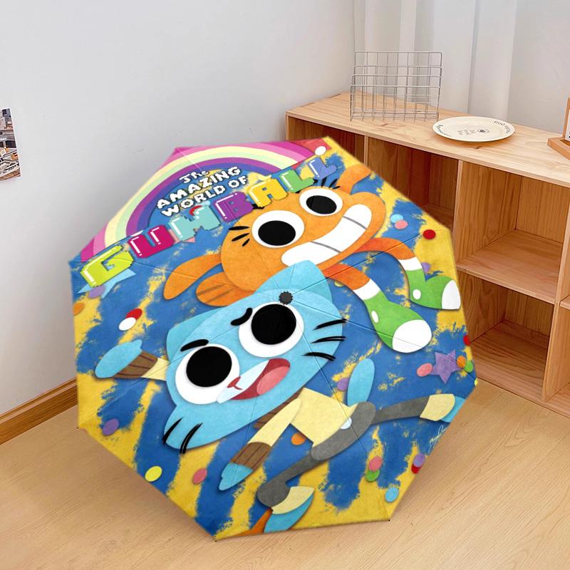 Gumball Darwin Adventure Automatic Umbrella - Suitable Travel Outdoor Portable Umbrella Birthday Gift Daily Essentials