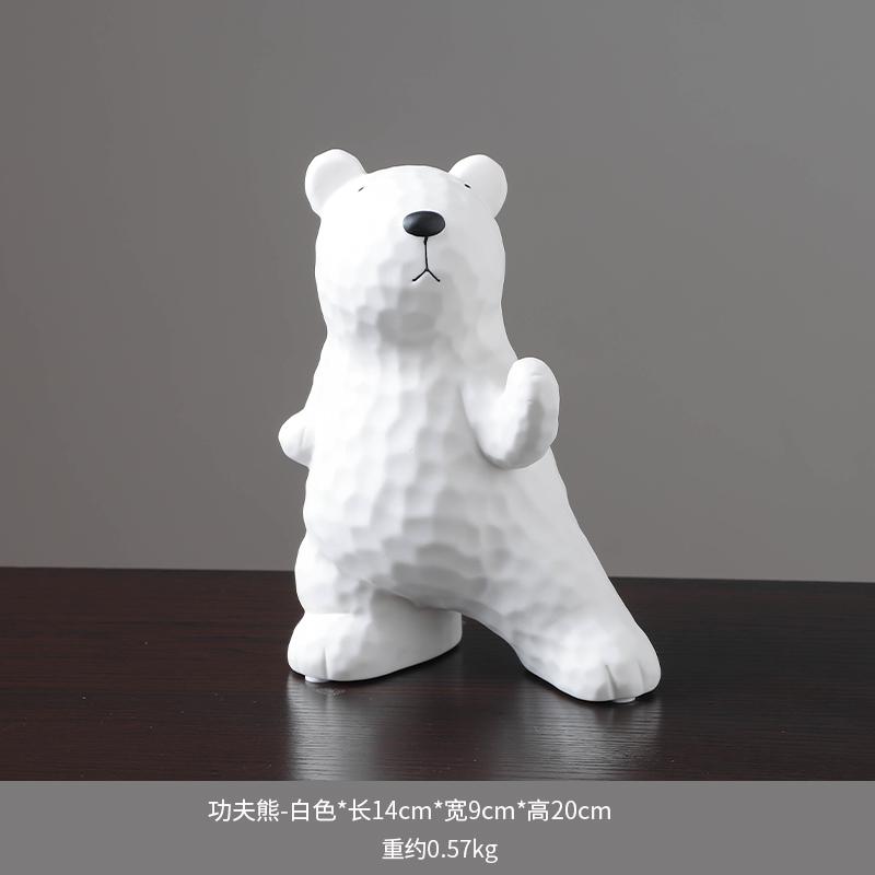 White Statuettes Resin Polar Bear Animal Ornament Sculpture Electroplating Decoration for Living Room Wine Cabinet Figurines