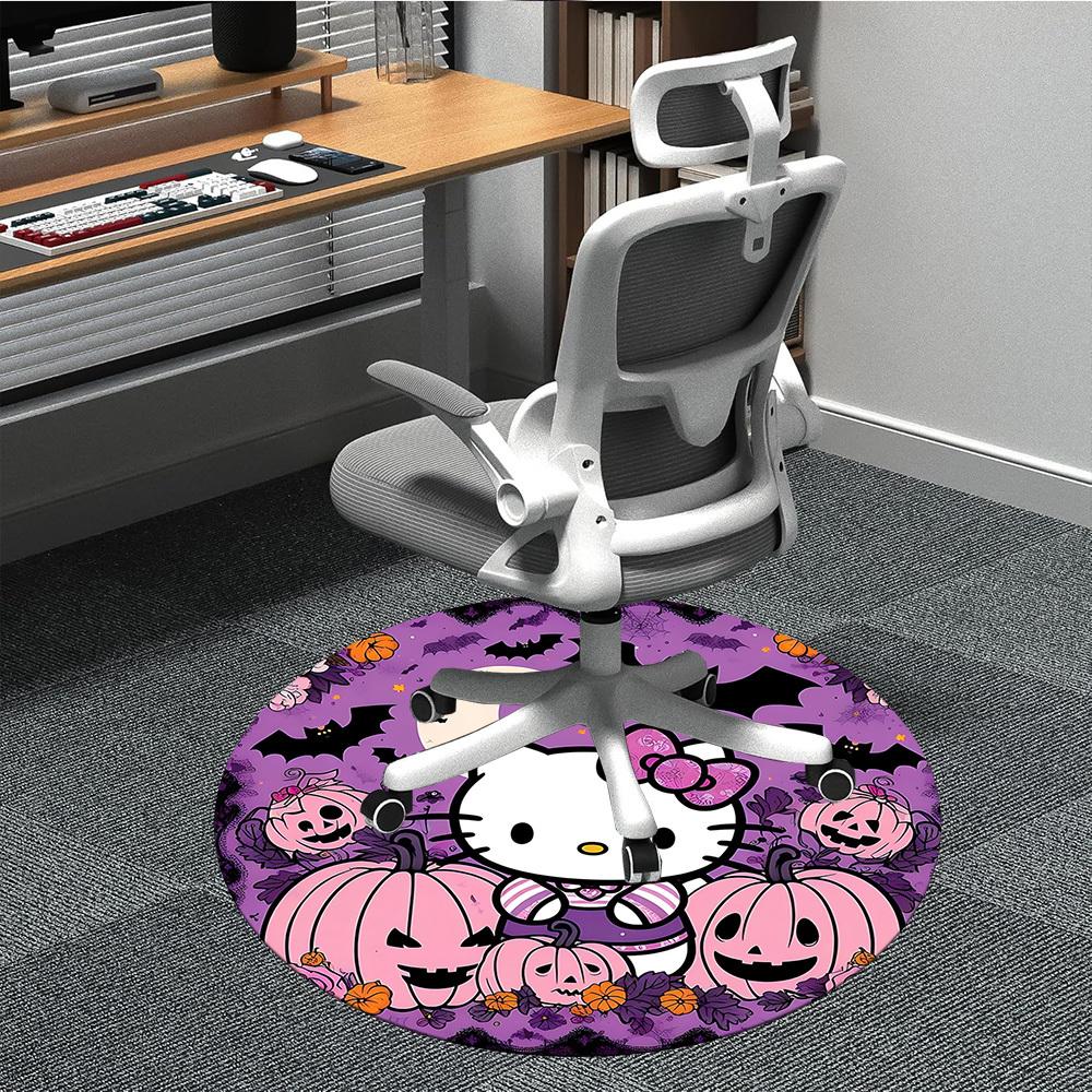 

1pc Hello Kitty Halloween Carpet, Round Non-Slip Durable Large Size Office Carpet, Suitable for Office,yy250908017 80cm by 80cm