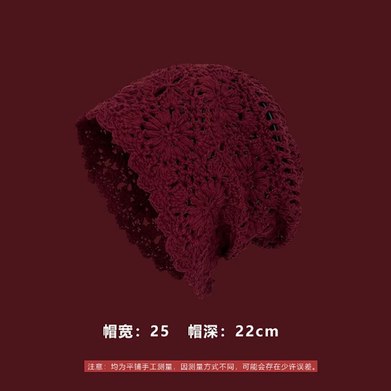 Hollow Pearl Pendants, Handmade Wrapped Hats, Women's Ethnic Style Knitted Pullover Hats, Vintage Large Toe Pile Hats