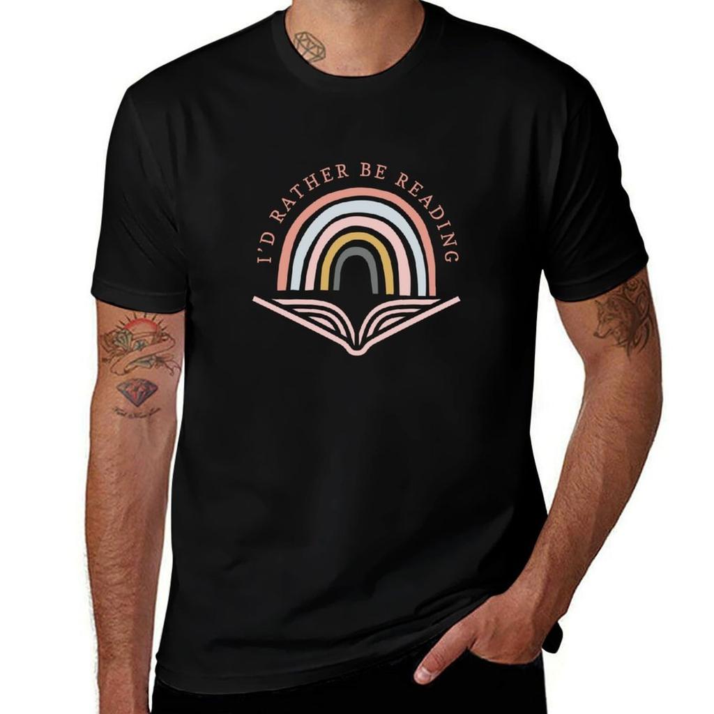 Id Rather Be Reading Librarian Books Reader Read Teacher Bibliophile Book Girl book aesthetic TShirt Soft Cotton Print TShirt