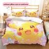 Pikachu Pokémon Pattern Bedding Home Decoration Birthday Gift (1 * Duvet Cover + 2 * Pillowcase, Without Core)