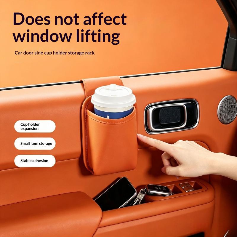 Car Door Hanging Cup Holder Waterproof Leatherette Multif Drink Storage Organizer for Keys Phone Wallet Car Accessories