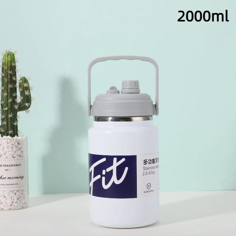 Stainless Steel Insulated Water Jug Food Grade Leak Proof Lid 24H Heat Cold Retention for Picnic Beach Trips