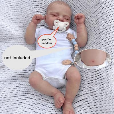 BZDOLL Realistische 48cm Ganzkörper Weichvinyl Reborn Babypuppe mit 3D-bemalter Haut und sichtbaren Adern, 19 Zoll Neugeborenes schlafendes Mädchen Kunst Badespielzeug für Kinder