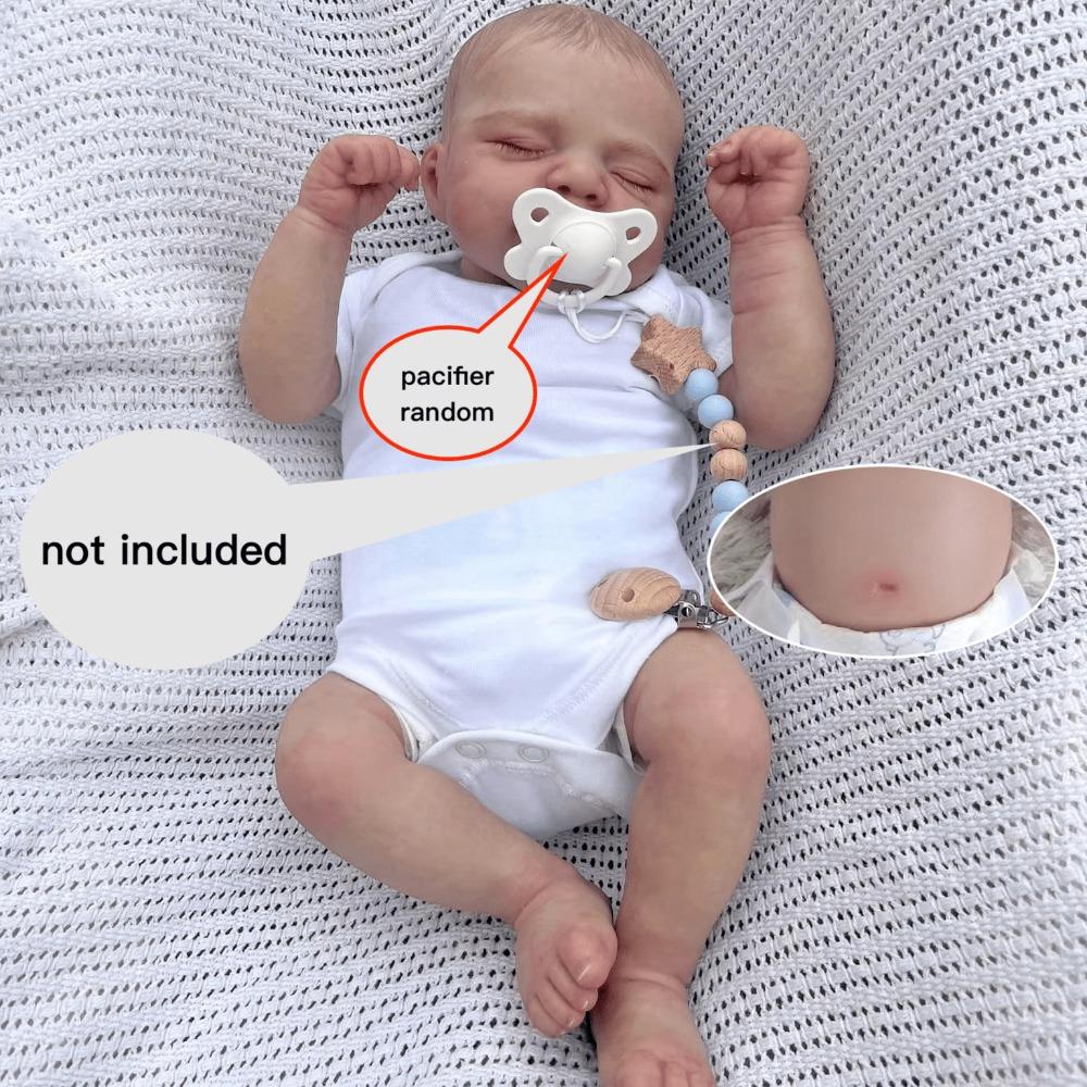 

BZDOLL Realistic 48cm Full Body Soft Vinyl Reborn Baby Doll with 3D-Paint Skin and Visible Veins, 19inch Newborn Sleeping Girl Art Bath Toy for Kids vinyl body doll
