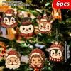6Pcs Christmas Wooden Ornaments Santa Claus Snowman Reindeer Hanging Decorations for Christmas Tree Holiday Home Party Decor