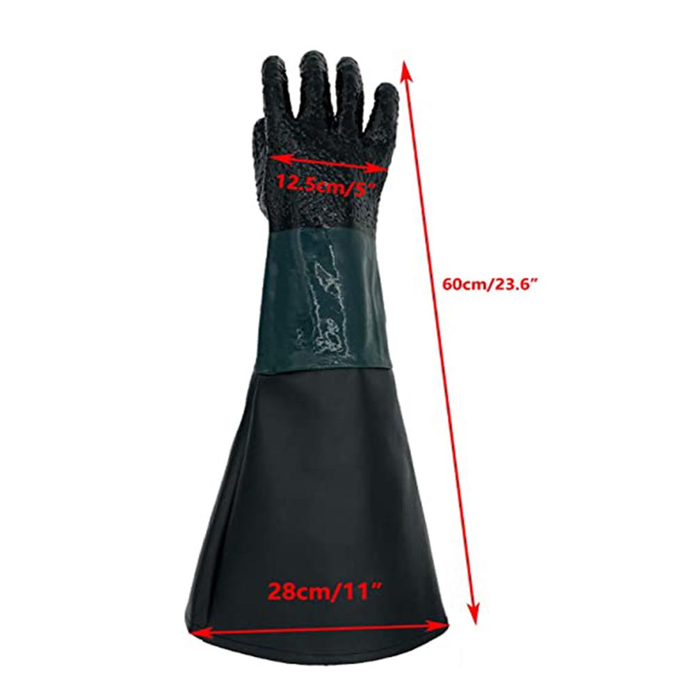 1pcs Sandblasting Gloves 23.6×11.8 Inch Work Gloves For Sandblaster Sand Blast Cabinet PVC Sand Blasting Gloves Safety Gloves