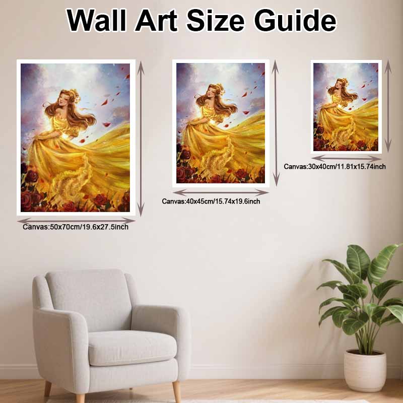 Disney Diamond Painting Kit Unframed, Belle Yellow Gown Full Round Diamond Classic Style Home Decor Craft, Perfect Gift Idea