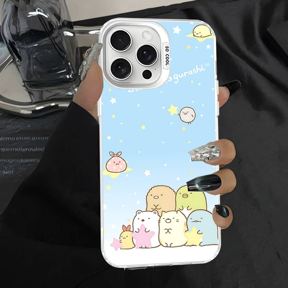 

Мультяшный чехол для телефона Sumikko Gurashi Для IPhone 17 16 15 14 11 12 13 Pro Max Plus Pro Цветной Серебристый Чехол iPhone 17 Pro