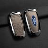 Metal Leather Car Smart Key Case Protect Shell For Ford Explorer Edge Escape Bronco F-150 Mustang Focus MK4 Kuga Taurus Sticker RM9