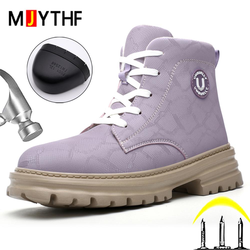 Arbeitssicherheitsstiefel Damen Stahlkappenschuhe Schutzstiefel Herbst Winterschuhe Durchtrittsicher Durchstoßfest Sicherheitsschuhe leicht