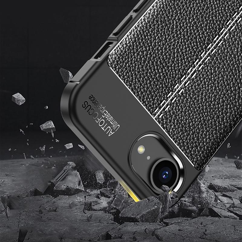 

For iPhone 16e Cell Phone Case Litchi Texture TPU Back Cover Black