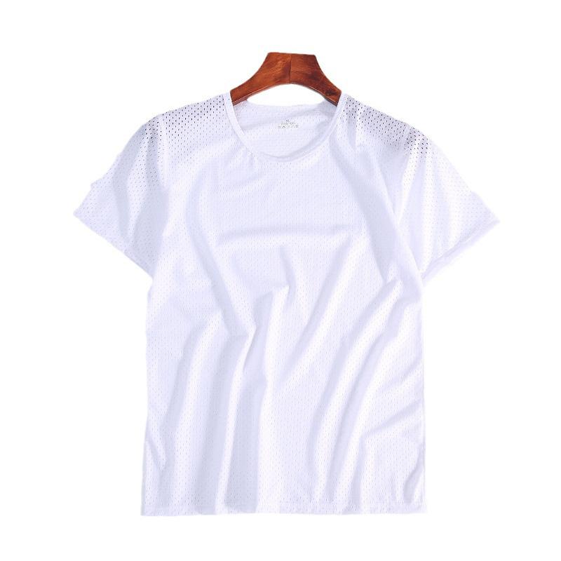 Ice Silk Mesh Loose Fit Round Neck Short Sleeve Plus Size Quick Dry T-shirt
