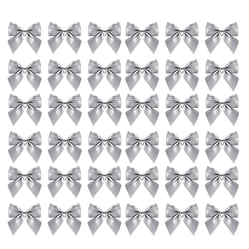 

12/36pcs Christmas Bow Christmas Decorations For Home Gold Red Bowknot Xmas Tree Ornaments New Year 2026 Navidad Decor Supplies 12PCS серебряный