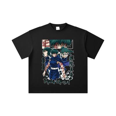 260 GSM Double Yarn 32 Count 100% Cotton Jujutsu Kaisen V43 Maki Print Unisex Heavy Cotton T Shirt