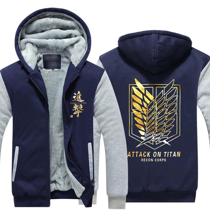 Anime On Attack Titan Winter Zipper Jacket Freedom Wings Sweatshirts Hoodie