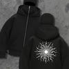 Men's Black Zipper Hooded Sweatshirt with Spider Personalized Print, Fashionable and Trendy Full Zipper Sweatshirt Jacket, Double Hat Design