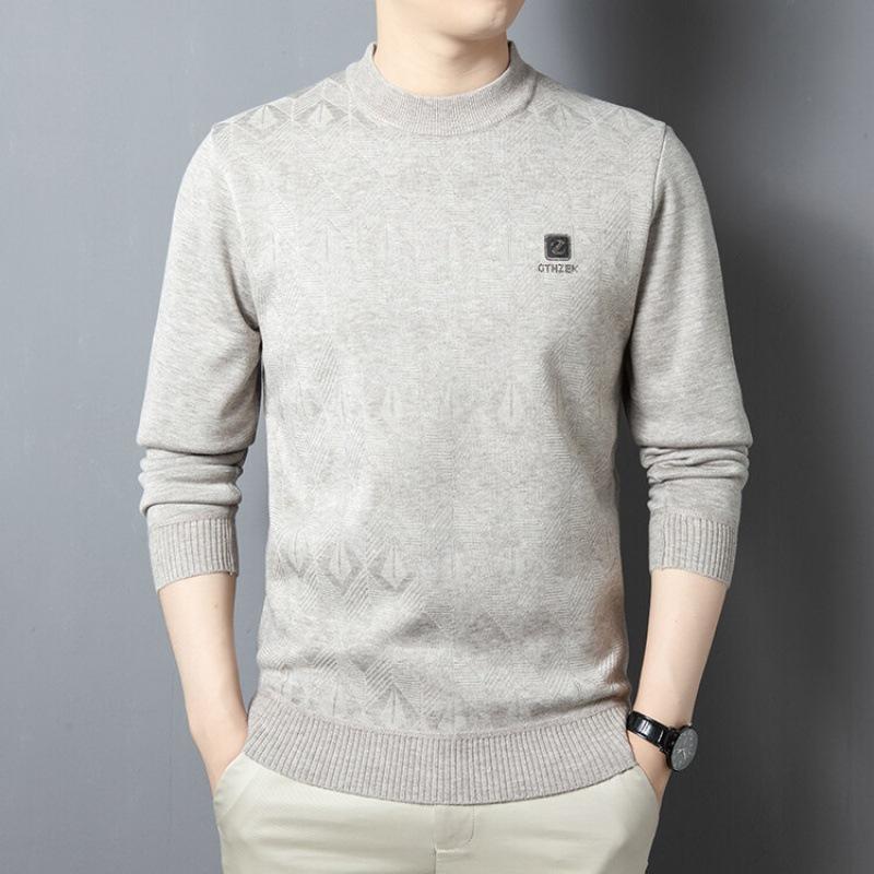 Herbst- und Winterpullover für Herren, schmal geschnitten, langärmelig, gestricktes Bodenhemd, lässiger Innenstrickpullover, Herrenbekleidung