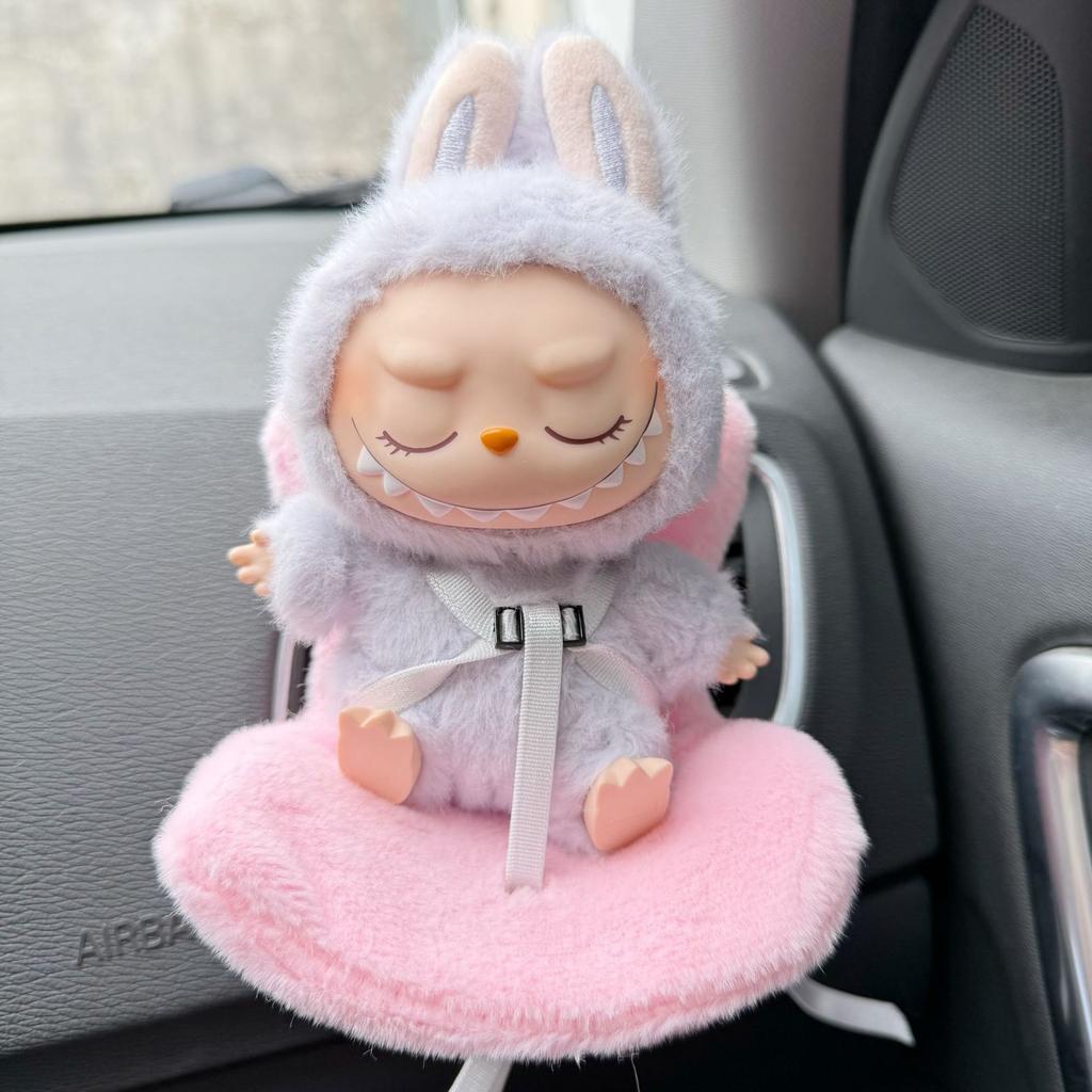15-17cm Labubu Doll Car Seat Safety Chair Cute Doll Air Vent Clip Aromatherapy Decor High End Vehicle Interior Accessories